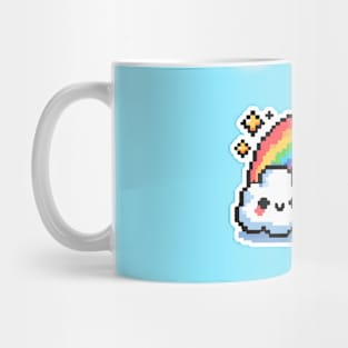 Pixel Art Pair of Cute Rainbow Clouds Mug